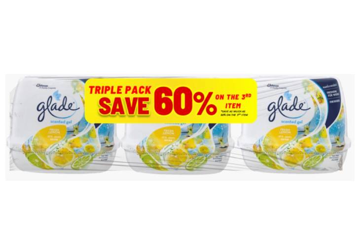 Glade Scented Gel Lemon 3 Pack 180g x 4