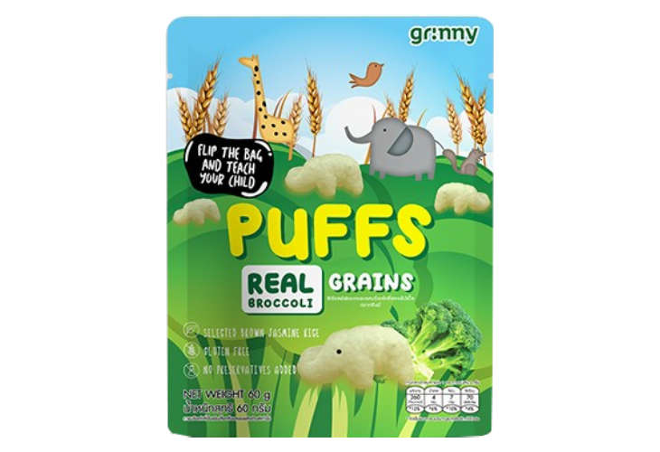 Grinny puff reals grains broccolli 60g