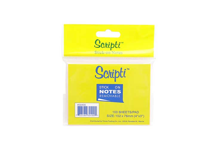 Scripti Stick-On Notes 4" x 3" Blue