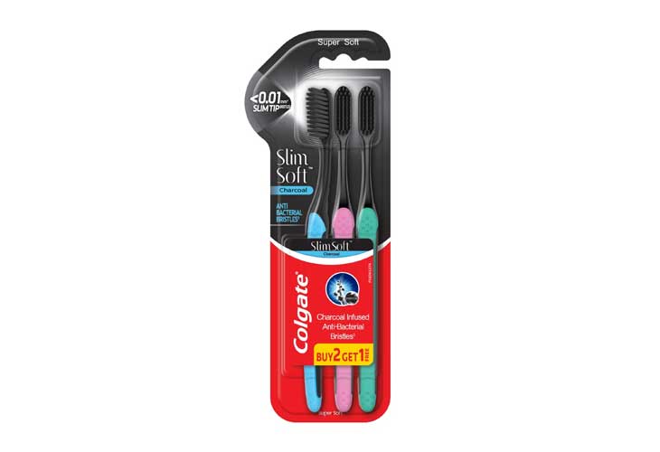 Colgate Toothbrush SlimSoft Charcoal Value Pack '3s Super Soft Adult