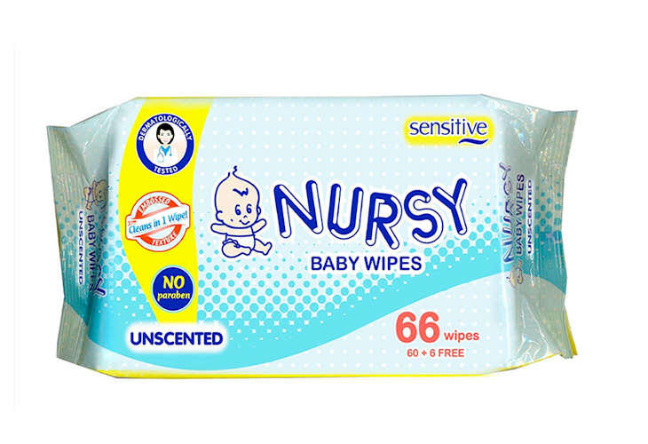 Nursy Baby Wipes Unscented 66 sheets