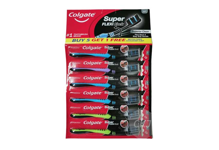 Colgate Toothbrush Super Flexi Black Hanging Mat 5+1 Soft Adult