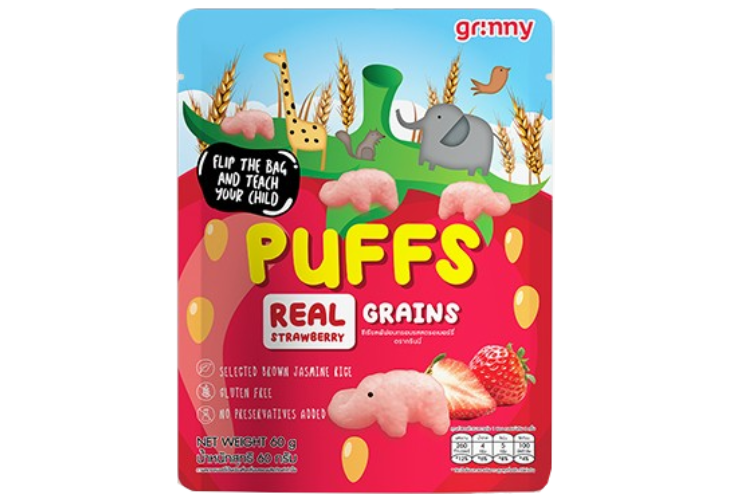 Grinny puff reas grains strawberry 60g