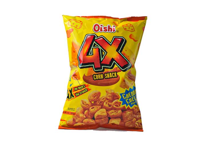 Oishi 4X Corn Snack Cheddar Cheese Flavor 85g