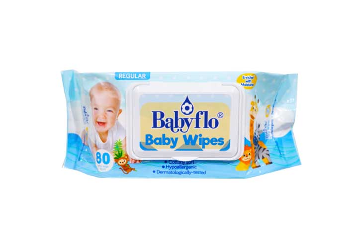 Babyflo Baby Wipes Antibacterial with Lid 80's