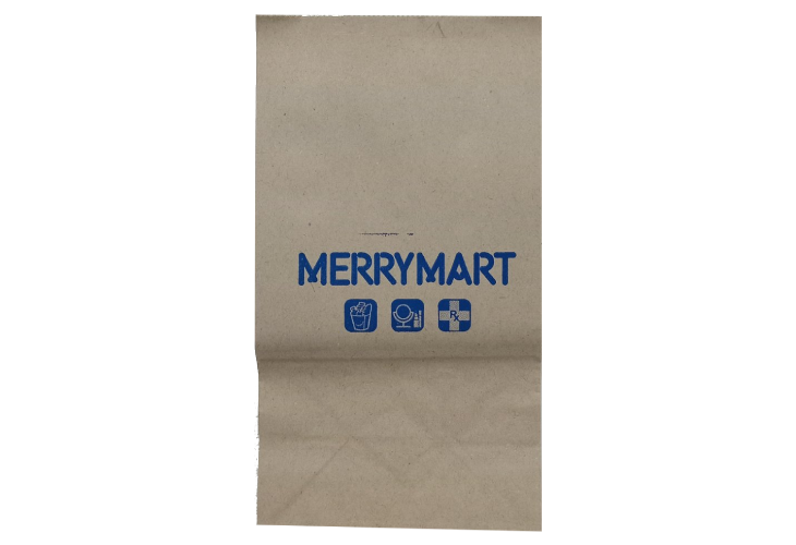 MerryMart Kraft Brown Paper Bag #3 w/Blueprint