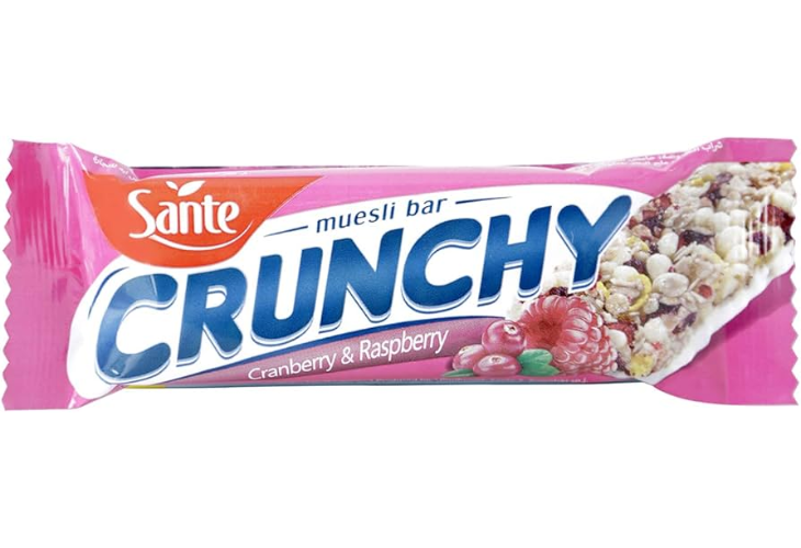 Crunchy muesli bar cranberry & raspberry 40g