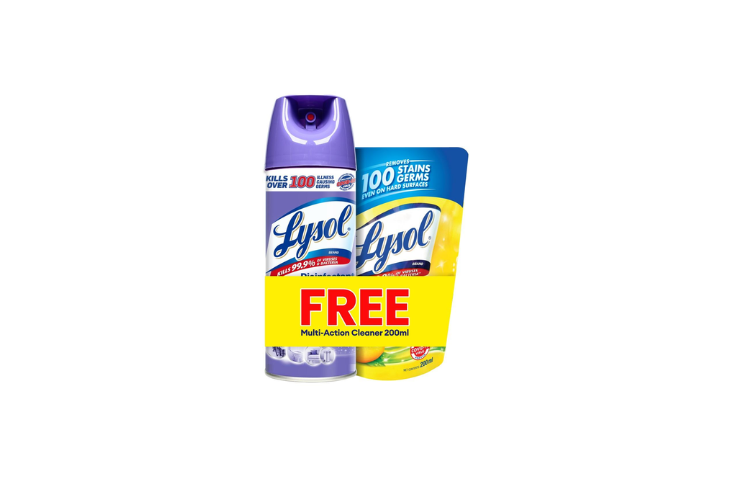 Buy 1 Lysol Disinfectant Spray Early Morning Breeze 340g get Free Mac Lemon 200ml