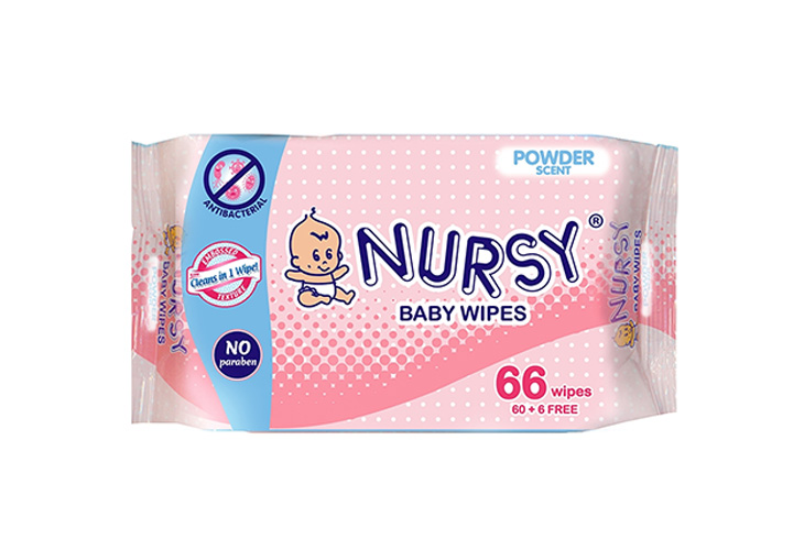 Nursy Baby Wipes in Powder Scent 66's