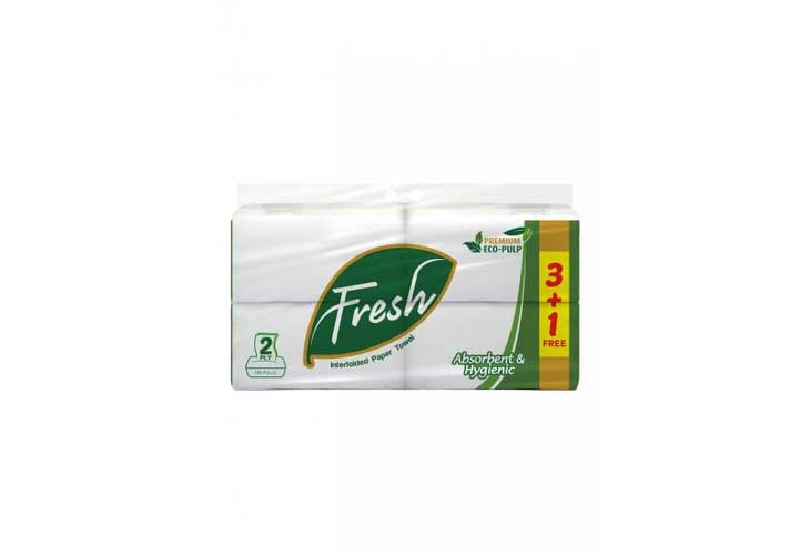 Fresh Eco Pulp Paper Towel 2Ply 150 Pulls 3+1