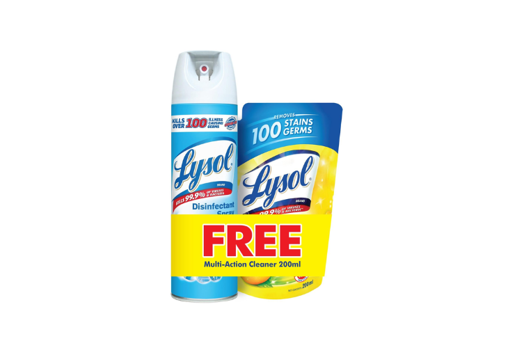 Buy 1 Lysol Disinfectant Spray Linen 170g get Free Lemon 200ml