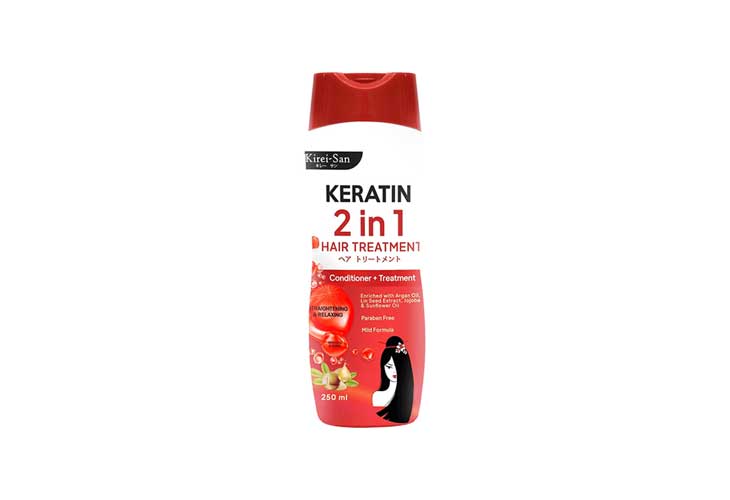 Kirei-San Keratin 2in1 Hair Treatment Enriched with Argan Oil Lin Seed Extract,Jojoba&Sunflower Oil