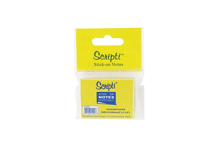 Scripti Stick-On Notes  2" x 1.5"  Yellow