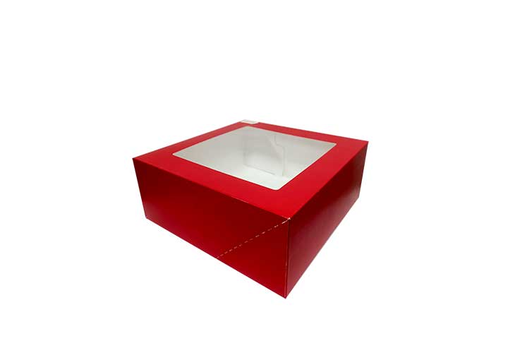 Edison Cake Box Red with Window 11" x 11" x 4"