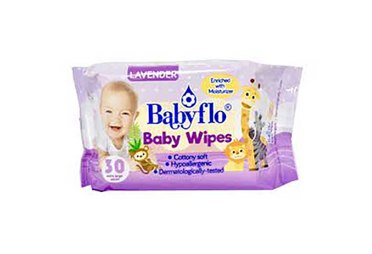 Babyflo Baby Wipes Lavender 30's