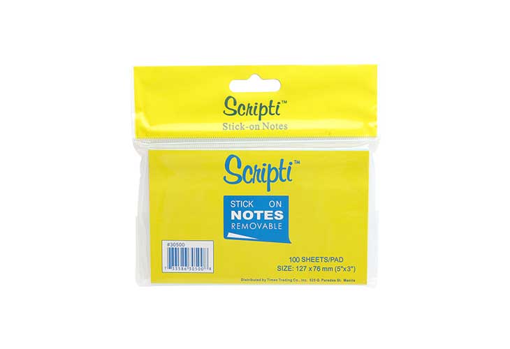 Scripti Stick-On Notes 5" x 3" Blue