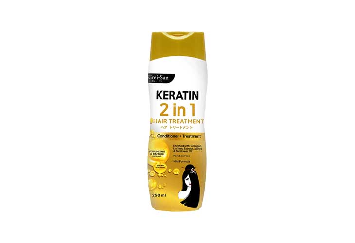 KireiSan Keratin 2in1 Shampoo Treatment Enriched w/Collagen Lin Seed Extract Jojoba&Sunflower Oil
