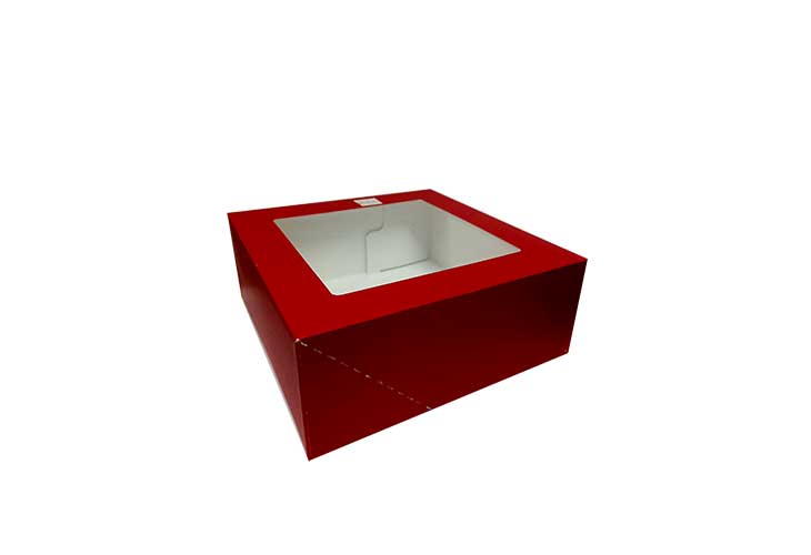 Edison Cake Box Red with Window 10" x 10" x 4"