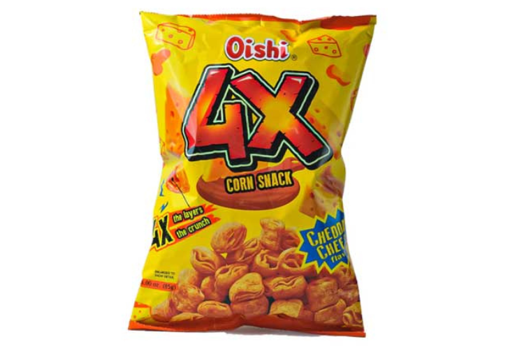 Oishi 4X Corn Snack Cheddar Cheese Flavor 85g