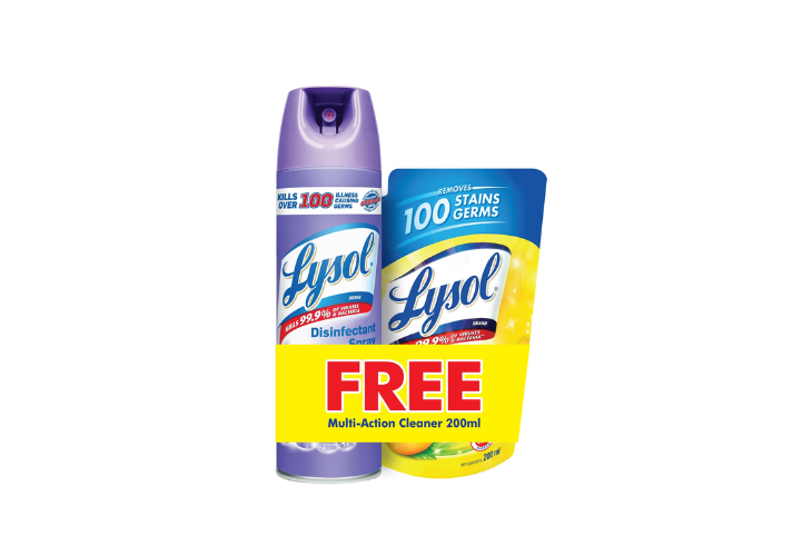 Buy 1 Lysol Disinfectant Spray Early Morning Breeze 170g get Free Mac Lemon 200ml