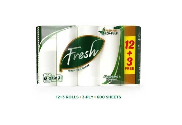 Fresh Eco Pulp Bathroom Tissue 3 Ply 200 Pulls 12+3